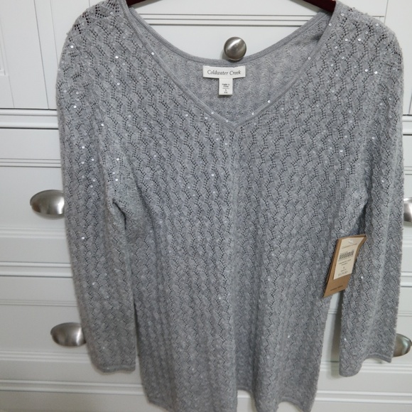 Coldwater Creek Sequined V Neck Sweater - Picture 5 of 8